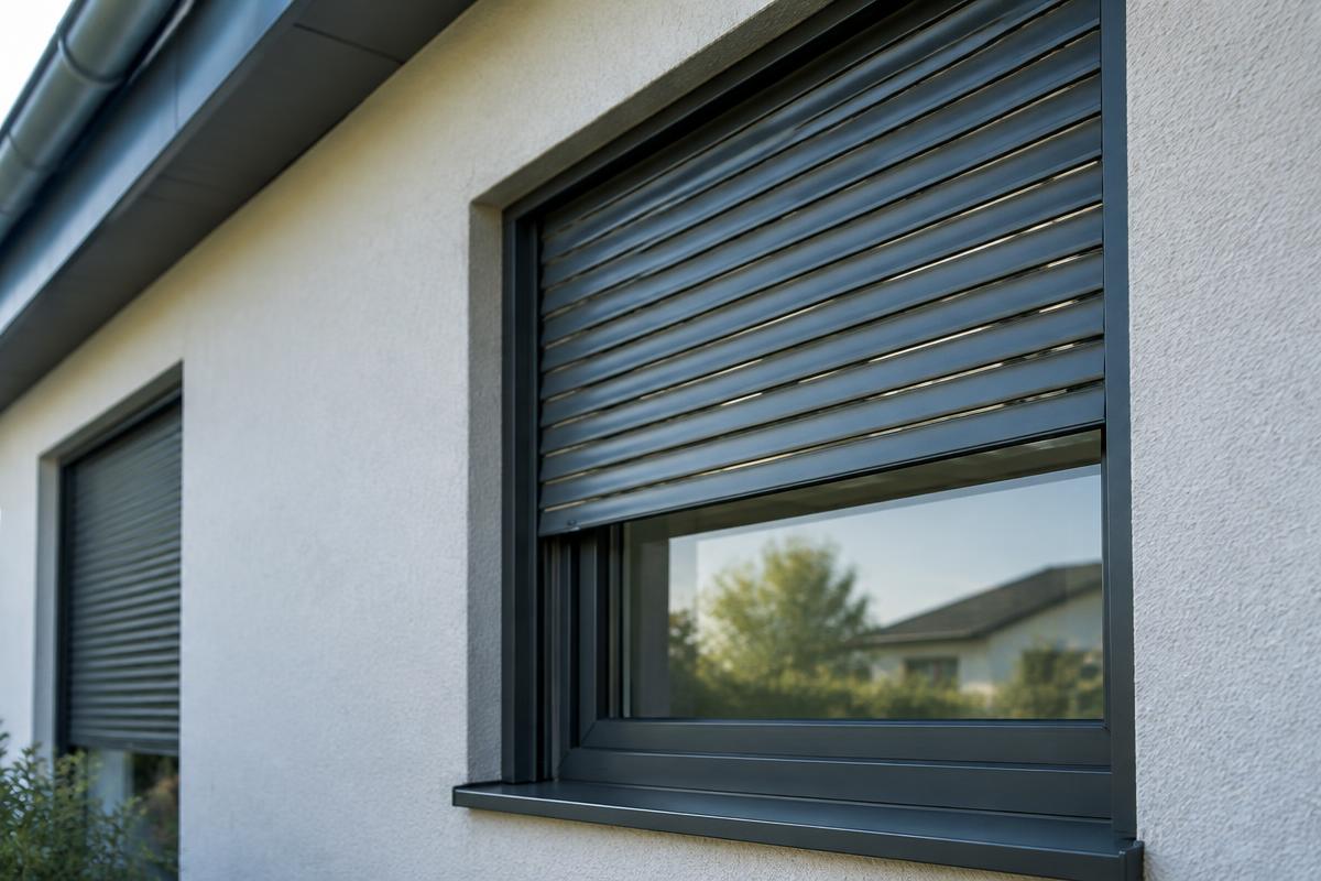 Rollladen vor einem Wohnhausfenster
